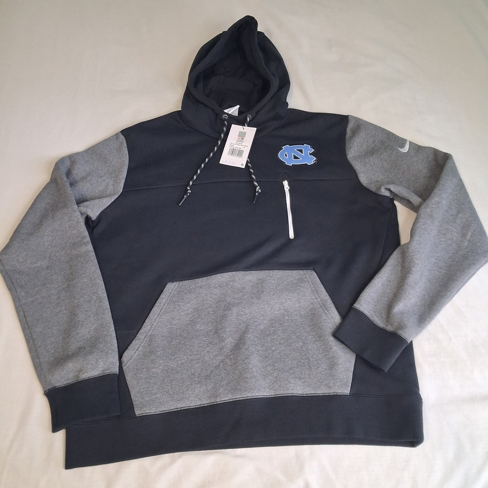 NWT Men's Nike UNC North Carolina Tar Heels Colorblock Hoodie Sz XL Black Grey